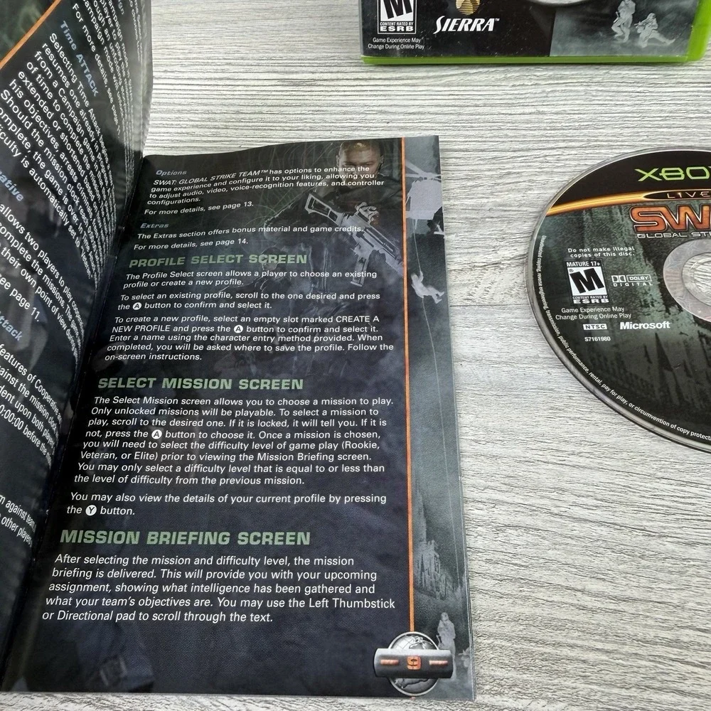 SWAT : Global Strike Team With Manual - Microsoft Xbox Tested Working
